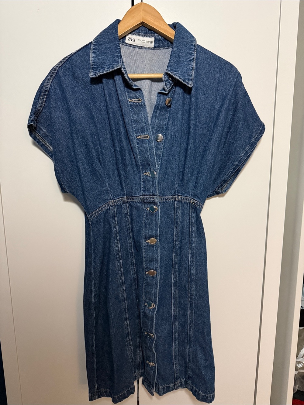 Zara Blue Denim Button-Front Mini Dress